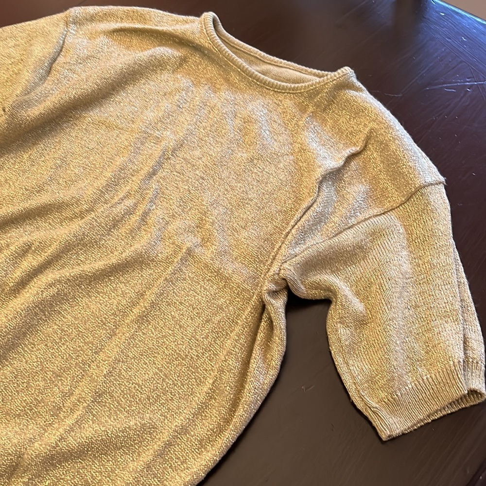 Vintage gold knitted sweater shirt - Picture 3 of 4